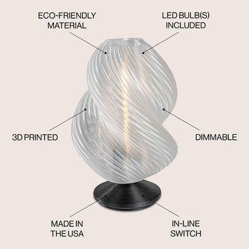 Gema 13.5" Mid-Century Coastal Plant-Based PLA 3D Printed Dimmable LED Table Lamp